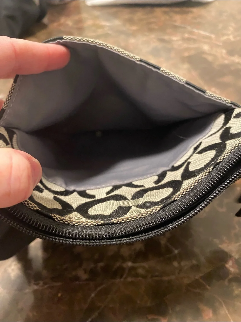 Coach Gray and Black Signature Monogram Messenger Bag